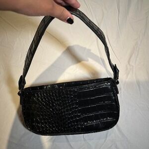 Black croc-style shoulder‎ bag